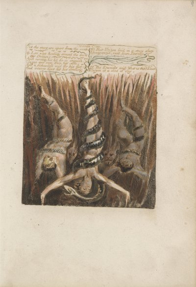星は地球から離れているので、1794年のThe First Book of Urizen、1794（インクとトイレでカラー印刷されたレリーフエッチング）のプレート9 作： William Blake